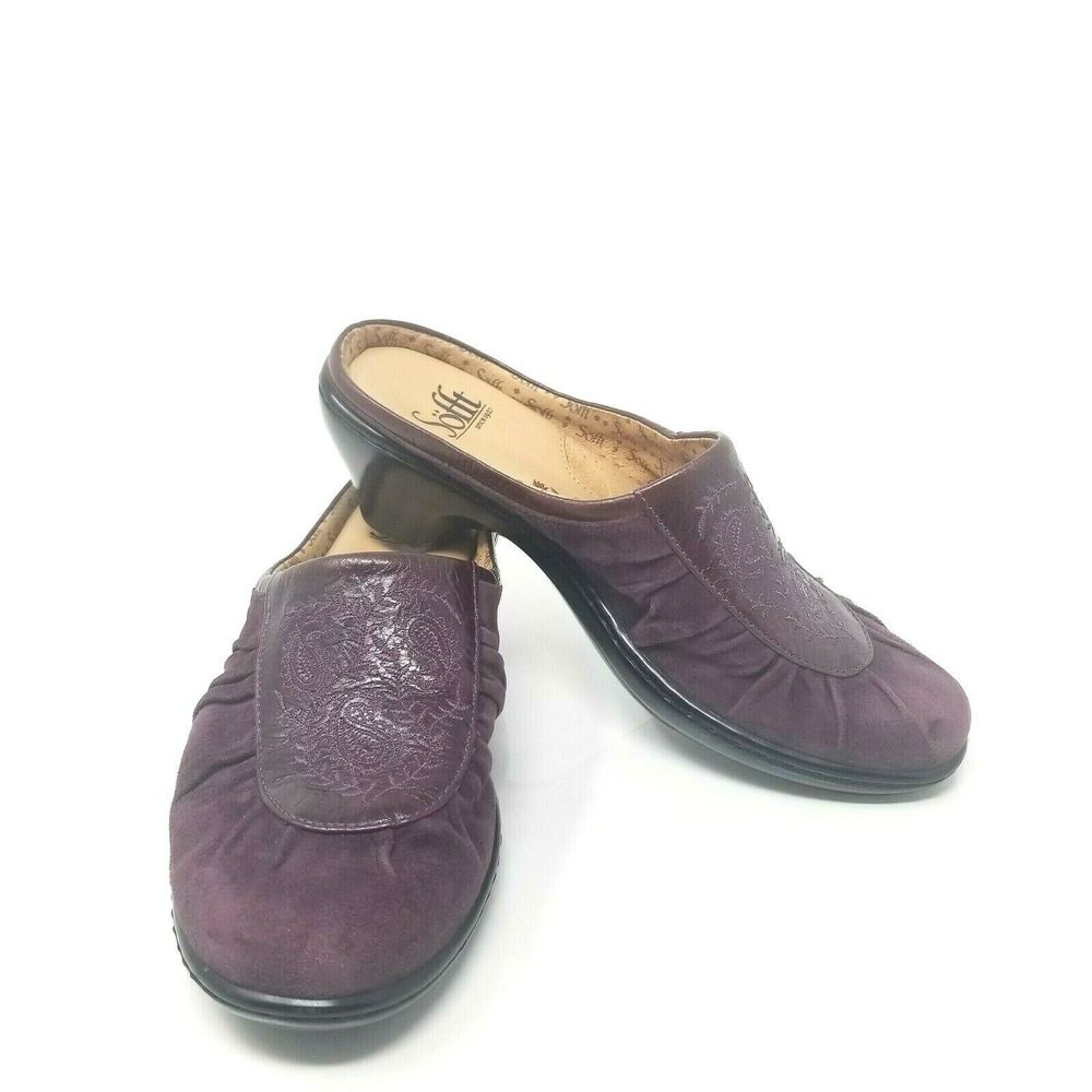 Sofft Raisin Paisley Suede Mules Kitten Heel